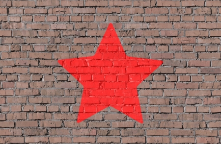 Star shape on brick seamless wallの写真素材