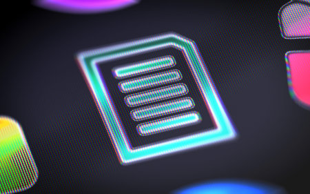 The note icon on the screen.の写真素材