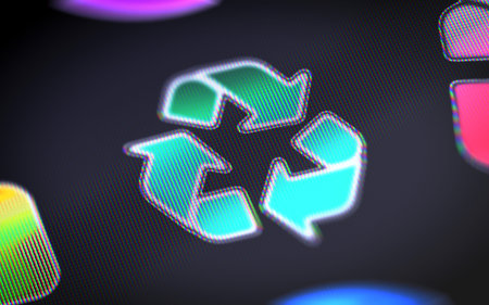 The recycle icon on the screen.