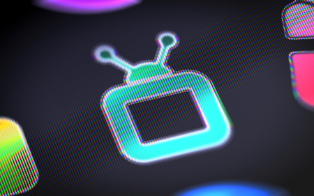 The TV icon on the screen.の写真素材
