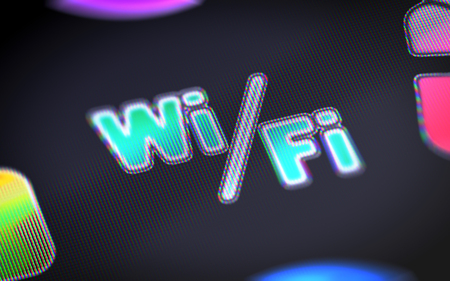 The Wi-Fi icon on the screen.の写真素材