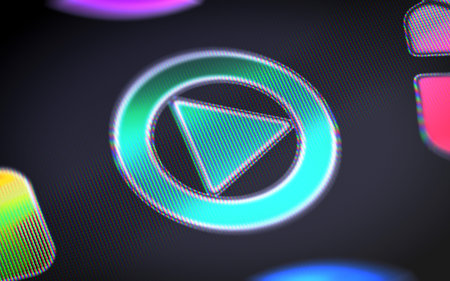 The play icon on the screen.