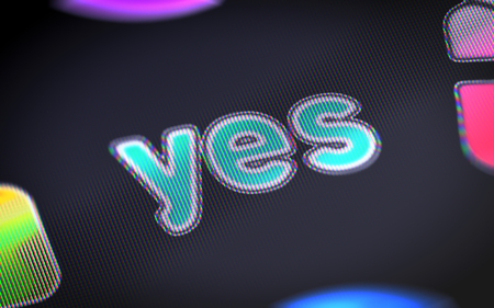 "yes" on the screen.の写真素材
