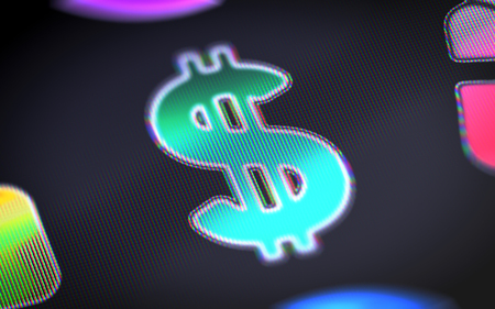 The dollar icon on the screen.の写真素材