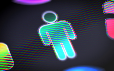 The male icon on the screen.の写真素材