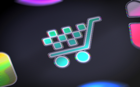The cart icon on the screen.の写真素材