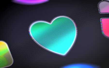The heart icon on the screen.の写真素材