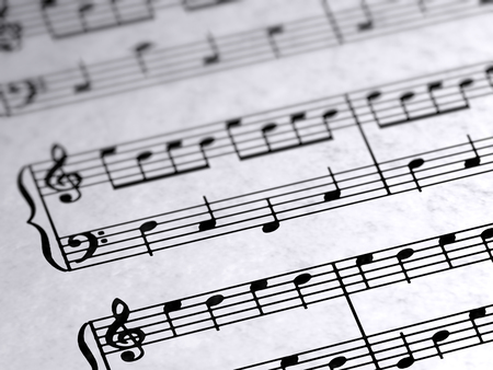 Music notes on paperの写真素材