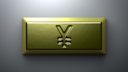 Japanese yen sign on the gold bullion.の写真素材