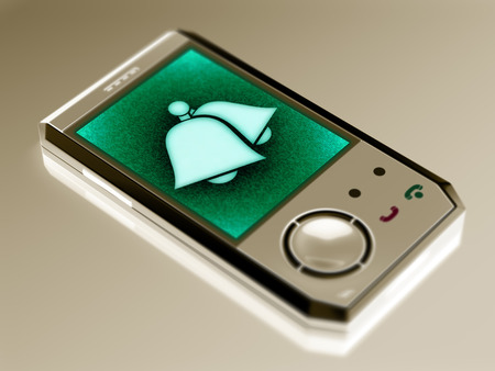 Bell icon in the smartphone. 3D Illustration.の写真素材