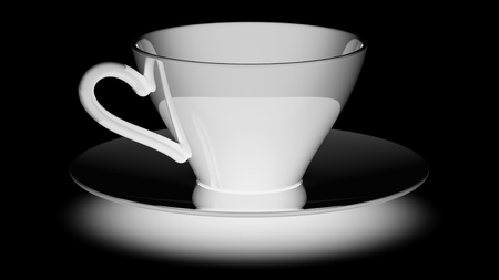 The cup on the black surface. 3D Illustration.の写真素材