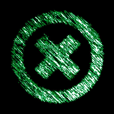 Error icon in the black background. Illustration.