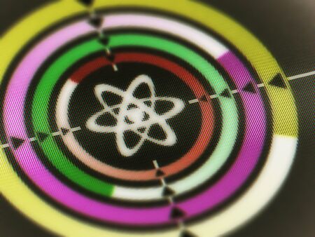 Atom icon in the screen. Illustration.の写真素材