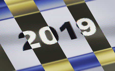 2019 in the screen. Illustration.