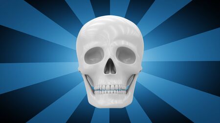 Skull in blue background. 3D Illustration.の写真素材