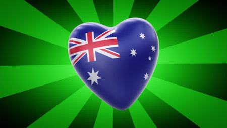 Flag of Australia in green striped background. 3D Illustration.の写真素材