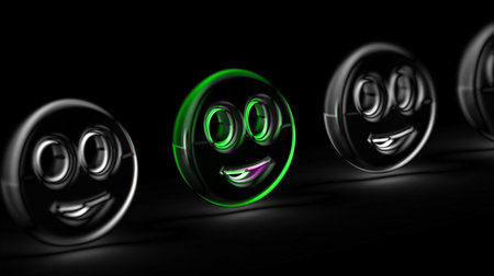 Smile icon in black background. 3D Illustration.の写真素材