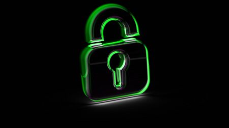 Lock icon in black background. 3D Illustration.の写真素材