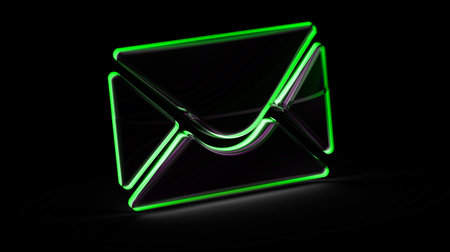 E-mail icon in black background. 3D Illustration.