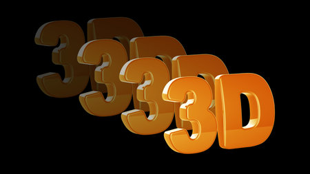 3D in black background.