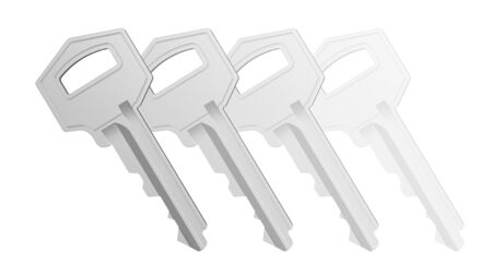 Key in white background. 3D Illustration.の写真素材