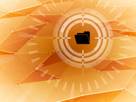 Sight is aiming for file icon detected during cyberspace research on hi-tech orange background. Illustration.の写真素材