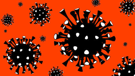 Art wallpaper with virus icons on orange background. Illustration.の写真素材
