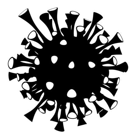 A black shape of a virus isolated on white background. Illustration.の写真素材