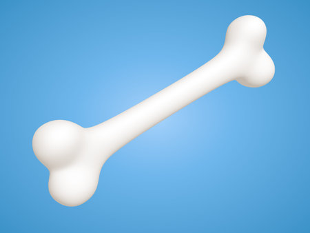 A bone isolated on blue background. 3d Illustration.