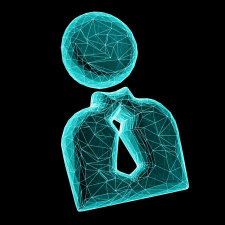 Person icon as a symbol of a hired employee isolated on black background. 3D illustration.の写真素材