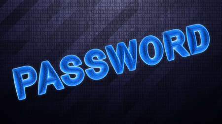The 3D word Password isolated on hi-tech binary background in cyberspace. 3D illustration.の写真素材