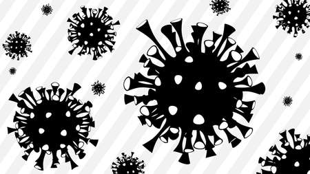 Art wallpaper with black virus icons on striped background. Illustration.の写真素材