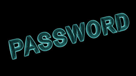 The 3D word Password isolated on black background. 3D illustration.の写真素材
