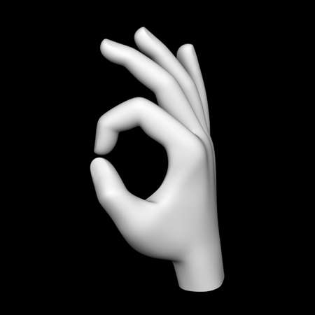 Three-dimensional model of human hand isolated on black background. 3D illustration.の写真素材