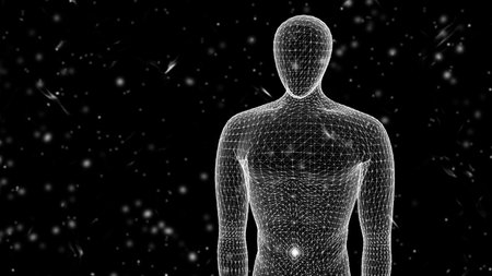 Artificial Intelligence on abstract black background. 3D illustration.の写真素材