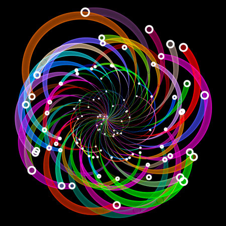Colored radial curved lines. Illustration.