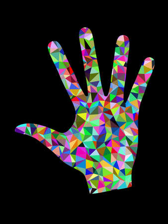 Shape of human hand isolated on black background. Illustration.の写真素材