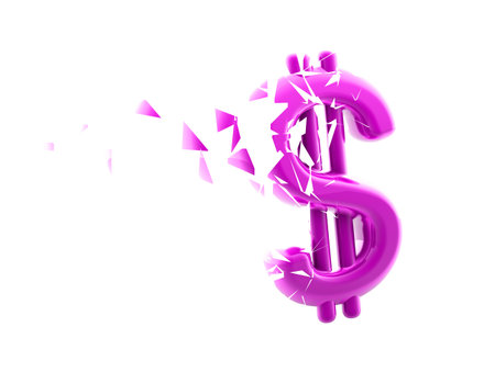 Melting dollar icon isolated in white background. 3D Illustration.の写真素材