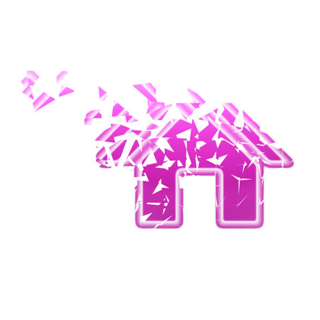 House icon scattered on white background. 3D Illustration.の写真素材