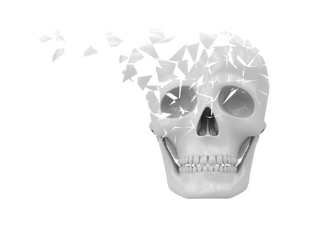 Skull scattered on white background. 3D illustration.の写真素材