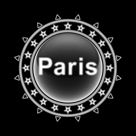 Paris. Sticker on black background. Illustration.の写真素材