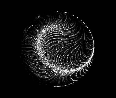 Flowing white particles on black background. Illustration.の写真素材