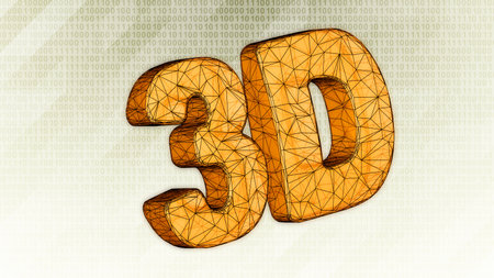 Three-dimensional icon isolated on dark hi-tech background in binary cyberspace. 3D illustration.の写真素材