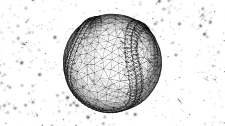 3D mesh of baseball isolated on white abstract background. 3D illustration.の写真素材