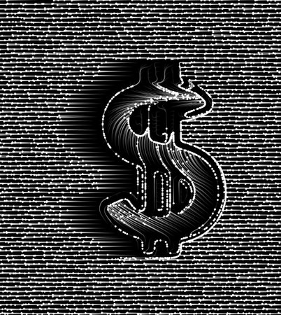 Dollar icon on black background. Illustration.の写真素材
