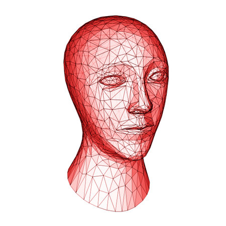 Three-dimensional human head isolated on white background. 3D illustration.の写真素材