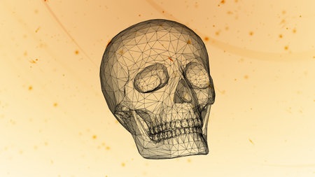 3D mesh of skull isolated on abstract background. 3D illustration.の写真素材