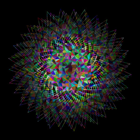 Multicolored spiral on black background. Illustration.