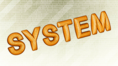 Three-dimensional word System on bright hi-tech background in binary cyberspace. 3D illustration.の写真素材