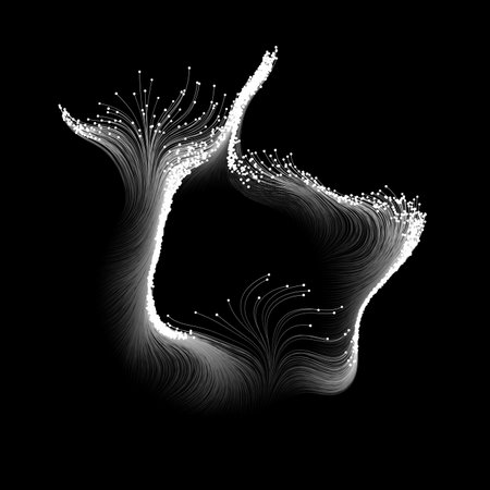 Flowing particles on black background. Illustration.の写真素材
